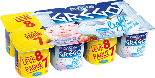 Iogurte Danone Grego Light Morango Leve 8 e Pague 7 800g