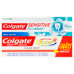 Kit-Creme-Dental-com-Fluor-Colgate-Sensitive-Pro-Alivio-Real-White-110g-Gratis-Creme-Dental-Clean-Mint-Colgate-Total-12-90g