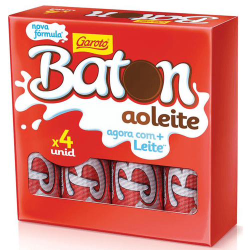 Chocolate Garoto Baton Ao Leite 64g Caixa com 4 Unidades