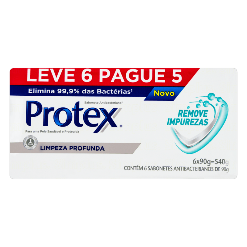 Sabonete-em-Barra-Antibacteriano-Protex-Limpeza-Profunda-Envoltorio-540g-Leve-6-Pague-5-Unidades-de-90g-Cada