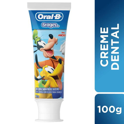 Creme Dental Infantil com Flúor Frutas Silvestres Mickey Mouse Clubhouse Oral-B Pro-Saúde Stages Bisnaga 100g