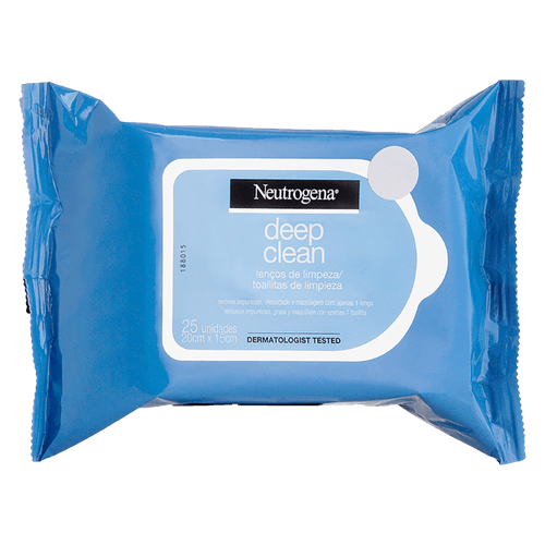 Lenço Umedecido de Limpeza Facial Neutrogena Deep Clean Pacote 25 Unidades