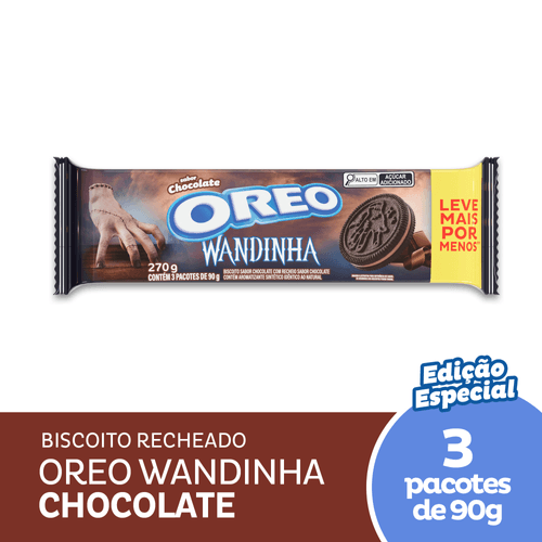 Biscoito recheado Oreo chocolate embalagem econômica multipack 270g