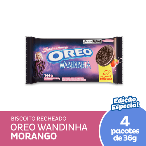 Biscoito Recheado Oreo Milkshake de Morango Multipack 144g