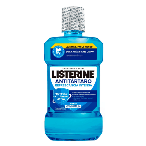 Enxaguante Bucal Antisséptico Menta Suave Listerine Tartar Control Frasco 500ml