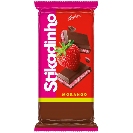 Chocolate Meio Amargo Com Recheio De Morango Stikadinho 70g