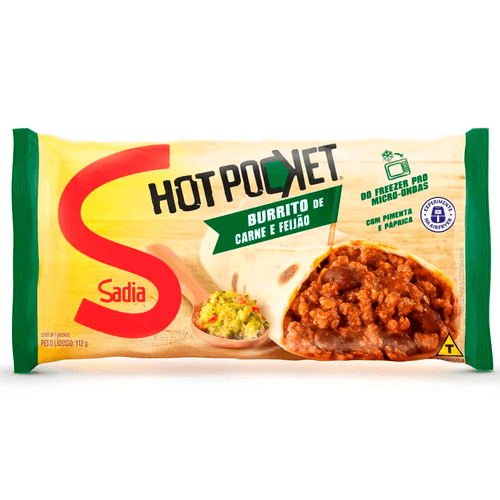Burrito Carne e Feijão com Pimenta e Páprica Sadia Hot Pocket Pacote 112g