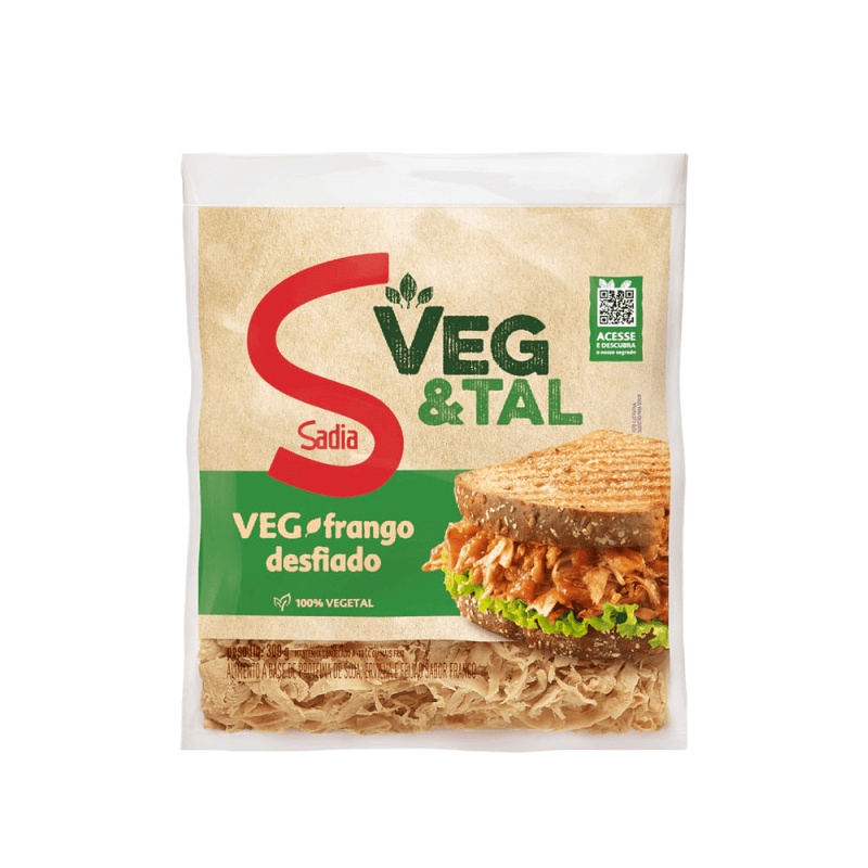 Alimento-a-Base-de-Proteina-de-Soja-Ervilha-e-Feijao-Frango-Vegetal-Desfiado-Sadia-Veg-Tal-Pacote-300g