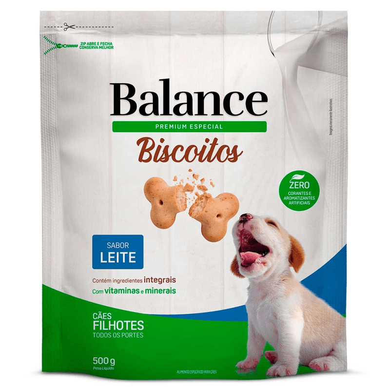 Biscoito-Alimento-Especifico-Assado-para-Caes-Filhotes-Leite-Premium-Especial-Balance-Pouch-500g