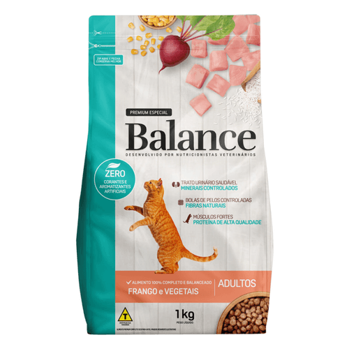 Alimento para Gatos Adultos Frango e Vegetais Balance Pouch 1kg