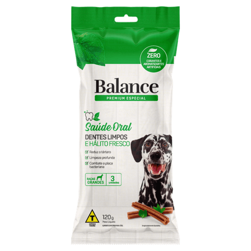 Snacks para Cães Raças Grandes Balance Premium Especial Saúde Oral Pacote 120g 3 Unidades