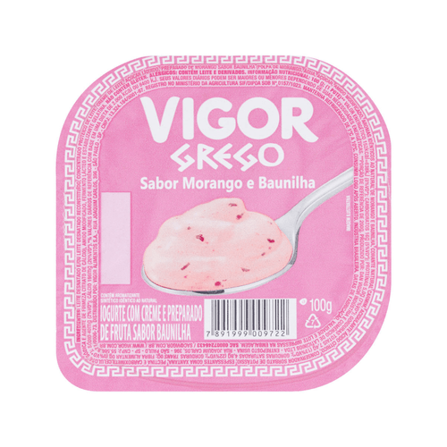 Iogurte Vigor Grego Sabor Morango e Baunilha 100g