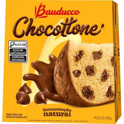 Panettone com Gotas de Chocolate Bauducco Chocottone Caixa 908g