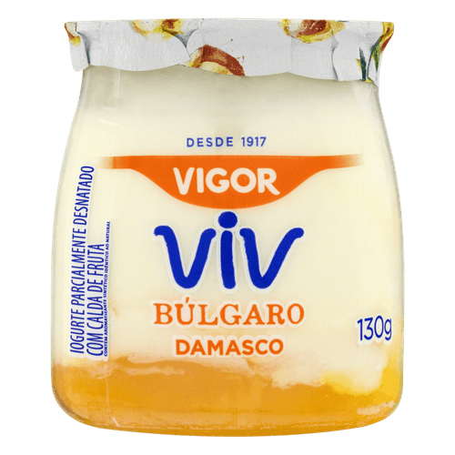 Iogurte Parcialmente Desnatado Búlgaro Calda Damasco Vigor Viv Pote 130g