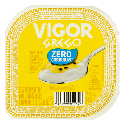 Iogurte Vigor Grego Zero Gordura Maracujá 100g