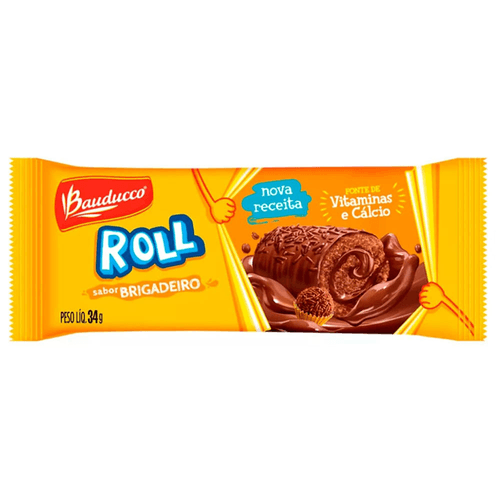 Rocambole Chocolate Com Recheio De Brigadeiro Bauducco Roll Pacote 34g