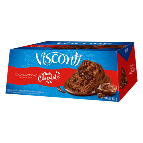 Bolo de Páscoa Mais Chocolate com Gotas e Recheio Chocolate Visconti Caixa 500g
