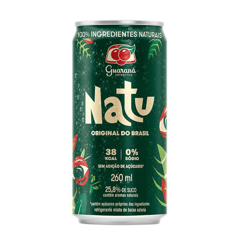 Refrigerante Misto Zero Sódio sem Adição de Açúcar Guaraná Antarctica Natu Lata 260ml