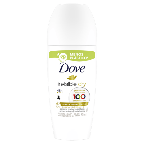 Antitranspirante Roll-On Invisible Dry Violeta e Frésia Branca 48h Dove 50ml