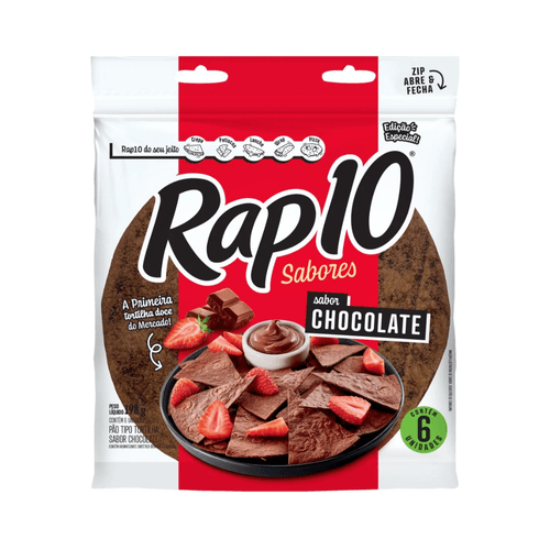 Pão Tortilha Chocolate Rap10 Sabores Pouch 198g 6 Unidades de 33g Cada Edição Especial