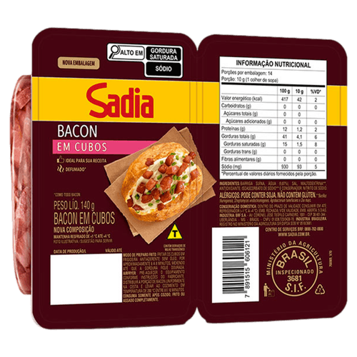 Bacon em Cubos Defumado Sadia 140g