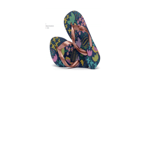 Sandálias Havaianas Kids Flores Marrom e Dourado 1 par - 35/36