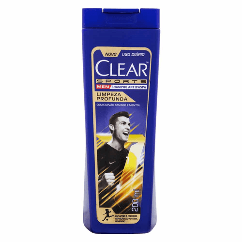 Shampoo Anticaspa com Carvão Ativado e Mentol Clear Men Sports Limpeza Profunda Frasco 200ml