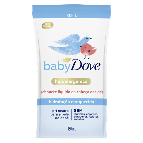 Sabonete Líquido Hidratação Enriquecida da Cabeça aos Pés Dove Baby Sachê 180ml Refil