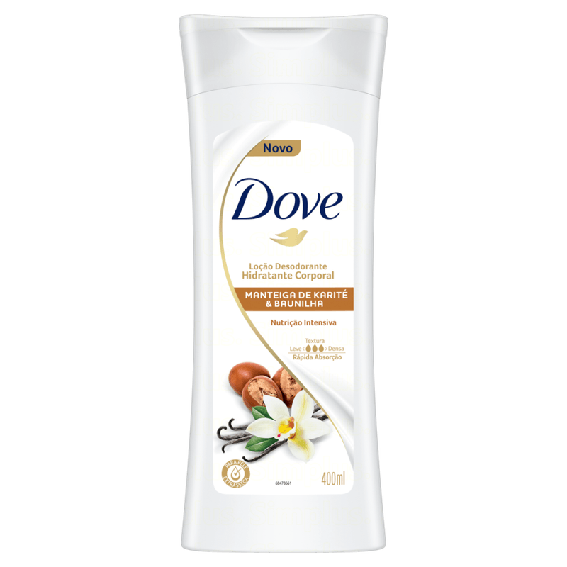 Locao-Desodorante-Hidratante-Corporal-Nutricao-Intensiva-Manteiga-de-Karite---Baunilha-Dove-Frasco-400ml