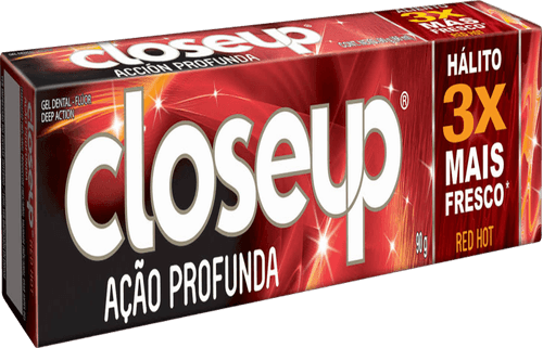 Gel Dental com Flúor Red Hot Closeup  Proteção 360° Fresh Caixa 90g