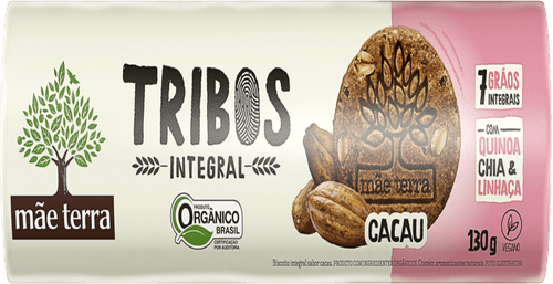 Biscoito Integral Mãe Terra Tribos Cacau 130g