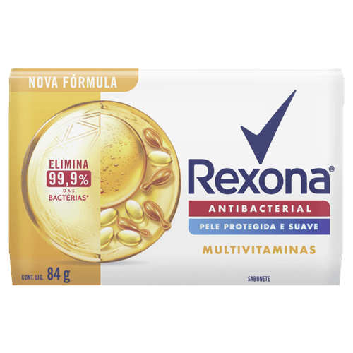 Sabonete em Barra Antibacterial Multivitaminas Rexona Envoltório 84g