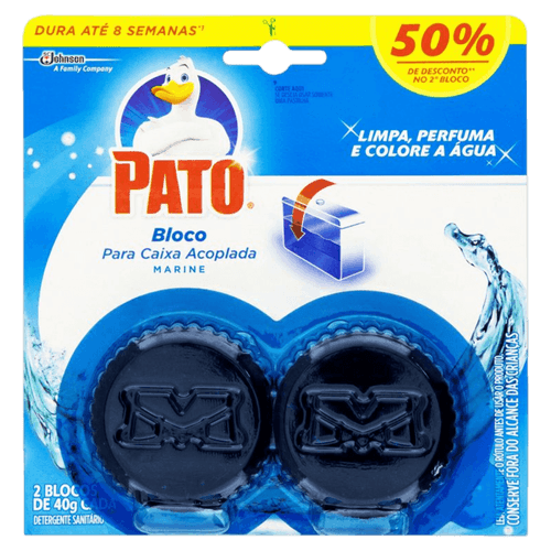 Detergente Sanitário Bloco para Caixa Acoplada Marine Pato 40g Cada 2 Unidades Grátis 50% de Desconto no 2° Bloco