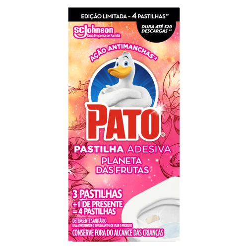 Detergente Sanitário Pastilha Adesiva Planeta das Frutas Pato 4 Unidades Grátis 1 Pastilha