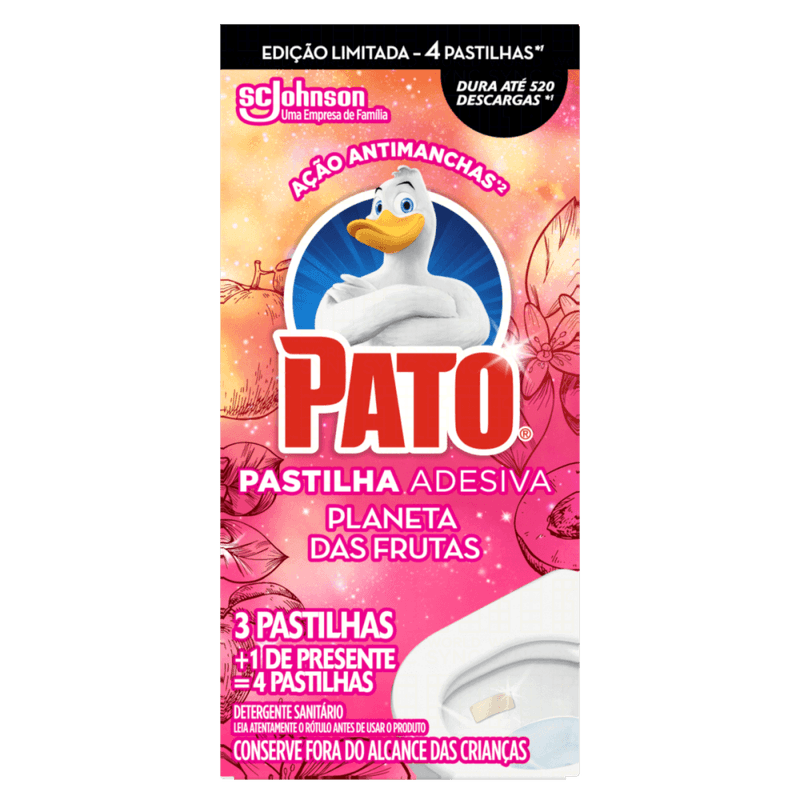 Detergente-Sanitario-Pastilha-Adesiva-Planeta-das-Frutas-Pato-4-Unidades-Gratis-1-Pastilha-Edicao-Limitada