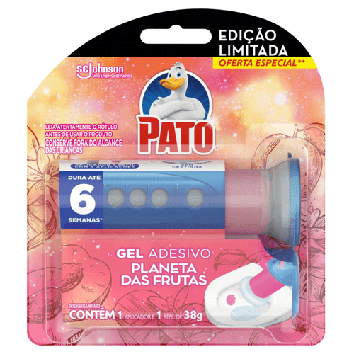 Detergente Sanitário Gel Adesivo Com Aplicador Planeta Das Frutas Pato 38g