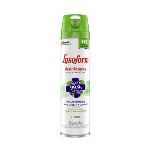 Desinfetante para Uso Geral Aerossol para Superfícies Citrus Lysoform Frasco 360ml Spray