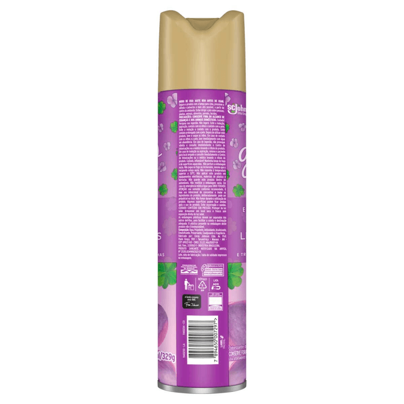 Odorizador-de-Ambiente-Aerossol-Livre-Leve-e-Lilas-Notas-de-Lilas-e-Trevo-de-Quatro-Folhas-Glade-Frasco-360ml-Spray-Edicao-Limitada