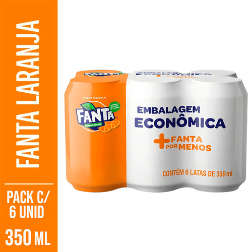 Refrigerante Fanta Tradicional Lata 350 ml Embalagem com 6 Unidades