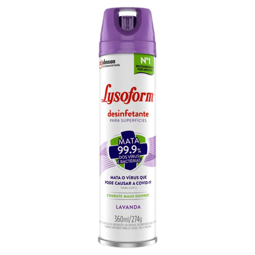 Desinfetante para Uso Geral Aerossol Superfícies Lavanda Lysoform Frasco 360ml Spray