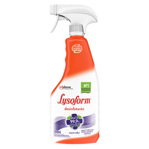 Desinfetante para Uso Geral Suave Odor Lysoform Frasco 500ml Borrifador