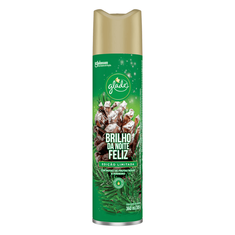 Odorizador-de-Ambiente-Brilho-da-Noite-Feliz-com-Notas-de-Frutas-Roxas---Pinheiro-Glade-Frasco-360ml-Spray-Edicao-Limitada