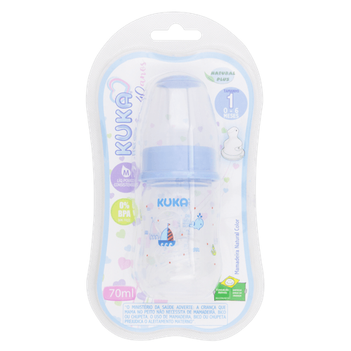 Mamadeira Kuka Silicone Color Ortod 70ml Azul