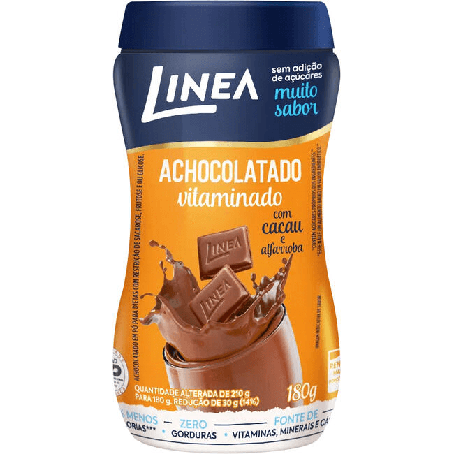 Achocolatado-Vitaminado-em-Po-com-Cacau-e-Alfarroba-sem-Adicao-de-Acucar-para-Dietas-com-Restricao-de-Sacarose-Frutose-e-ou-Glicose-Linea-Pote-180g