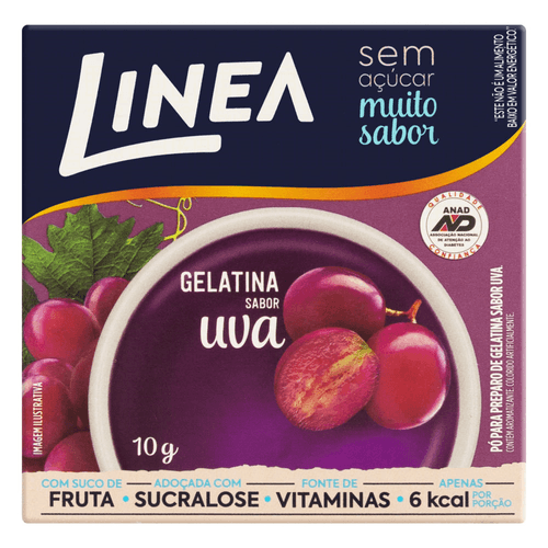 Gelatina Linea em Pó Zero Uva Caixa 10g