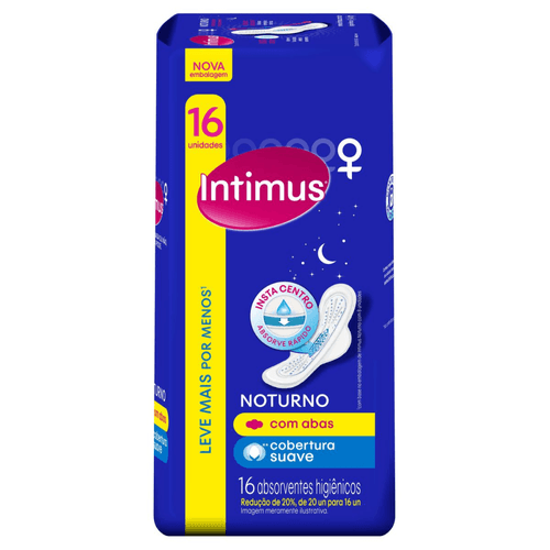 Absorvente Higiênico com Abas Suave Intimus Noturno Pacote 16 Unidades Leve Mais Pague Menos