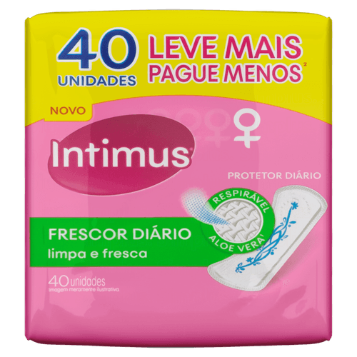 Protetor Diário sem Abas Respirável Intimus Frescor Diário Pacote 40 Unidades Leve Mais Pague Menos