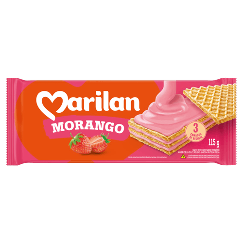 Biscoito Wafer Recheio Morango Marilan Pacote 115g