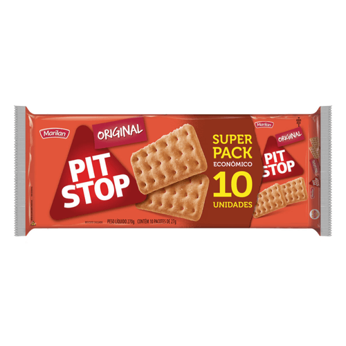 Biscoito Salgado Original Marilan Pit Stop Pacote 270g 10 Unidades 27g Cada Super Econômico
