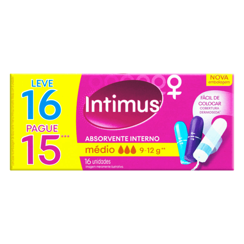 Absorvente Interno Intimus Médio Caixa Leve 16 Pague 15 Unidades